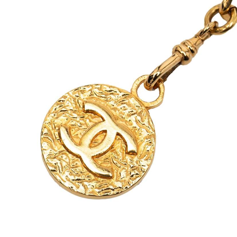 Chanel Gold Plated Leather Woven Medallion Chain Belt Gold Metal Good condition - Inside View