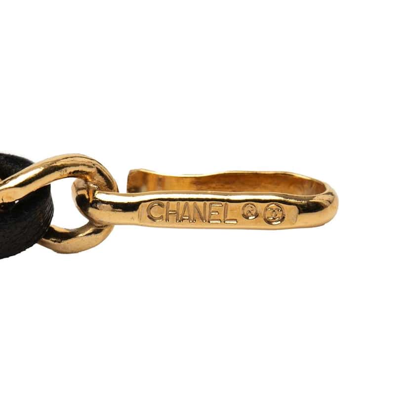 Chanel Gold Plated Leather Woven Medallion Chain Belt Gold Metal Good condition - Box View