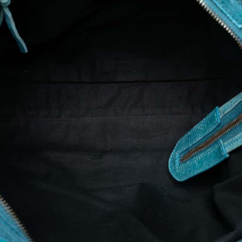 Balenciaga Lambskin Motocross Classic City Satchel Blue Leather Good condition - Model View