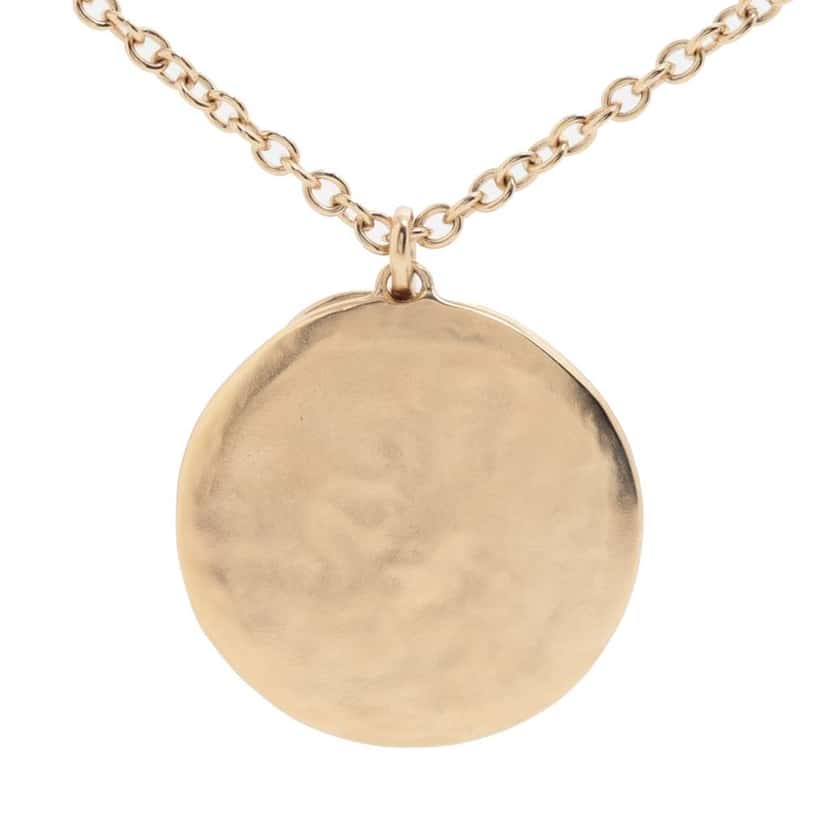 Chanel CC Gold Plated Rhinestone Embellished Round Logo Pendant Necklace Gold Metal Good condition - Back View