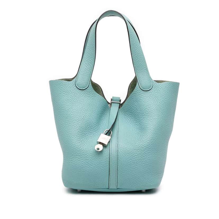 Hermès Clemence Picotin Lock 22 Blue Leather Fair condition - Front View