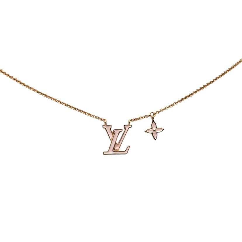Louis Vuitton Gold Plated Enamel LV Iconic Pendant Necklace Gold Metal Good condition - Front View