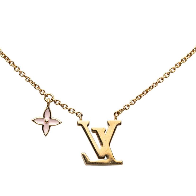 Louis Vuitton Gold Plated Enamel LV Iconic Pendant Necklace Gold Metal Good condition - Back View