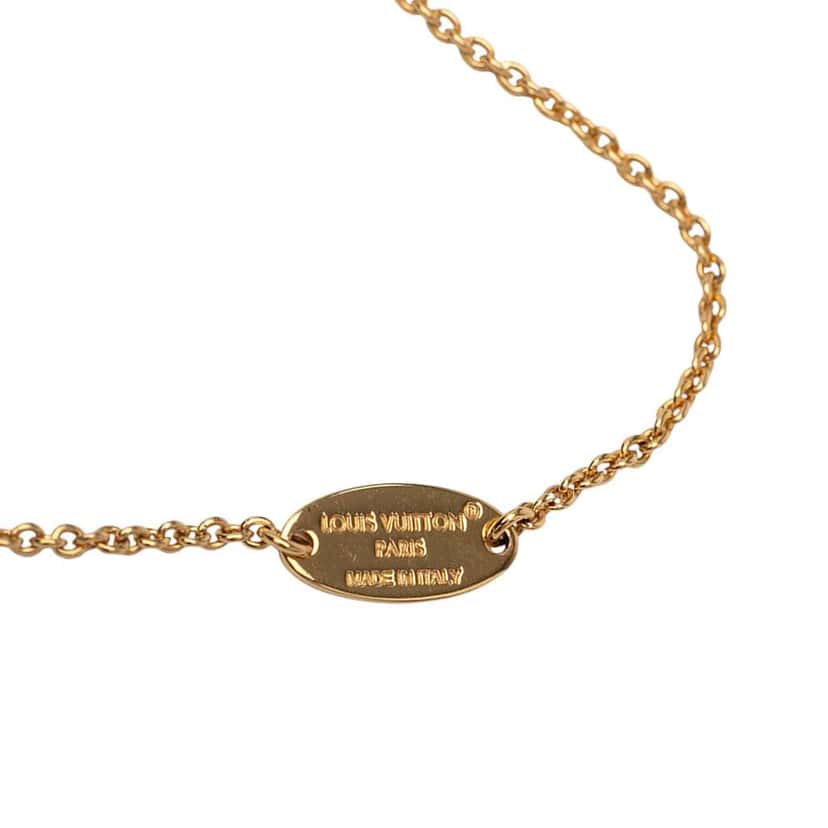 Louis Vuitton Gold Plated Enamel LV Iconic Pendant Necklace Gold Metal Good condition - Box View