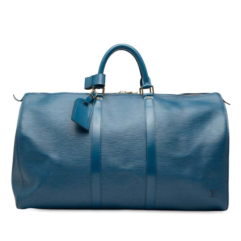 Louis Vuitton Epi Keepall 50 Blue Leather Good condition - Front View