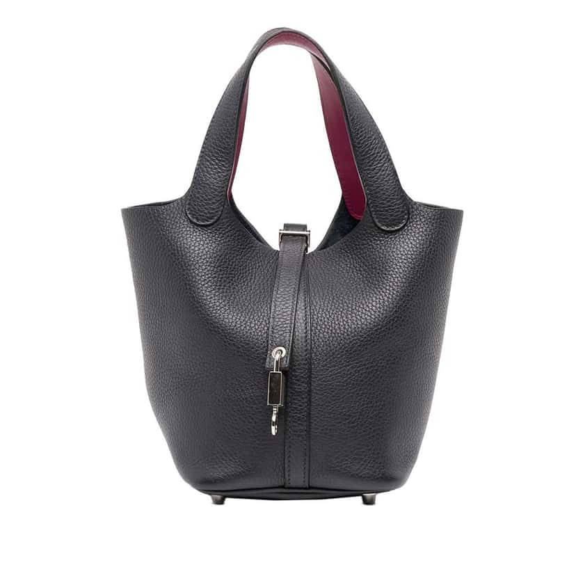 Hermès Clemence and Swift Picotin Lock 18 Eclat Blue Leather Good condition - Front View