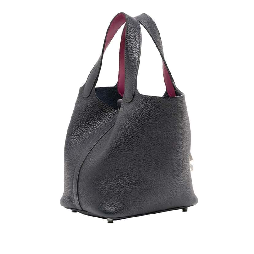 Hermès Clemence and Swift Picotin Lock 18 Eclat Blue Leather Good condition - Back View