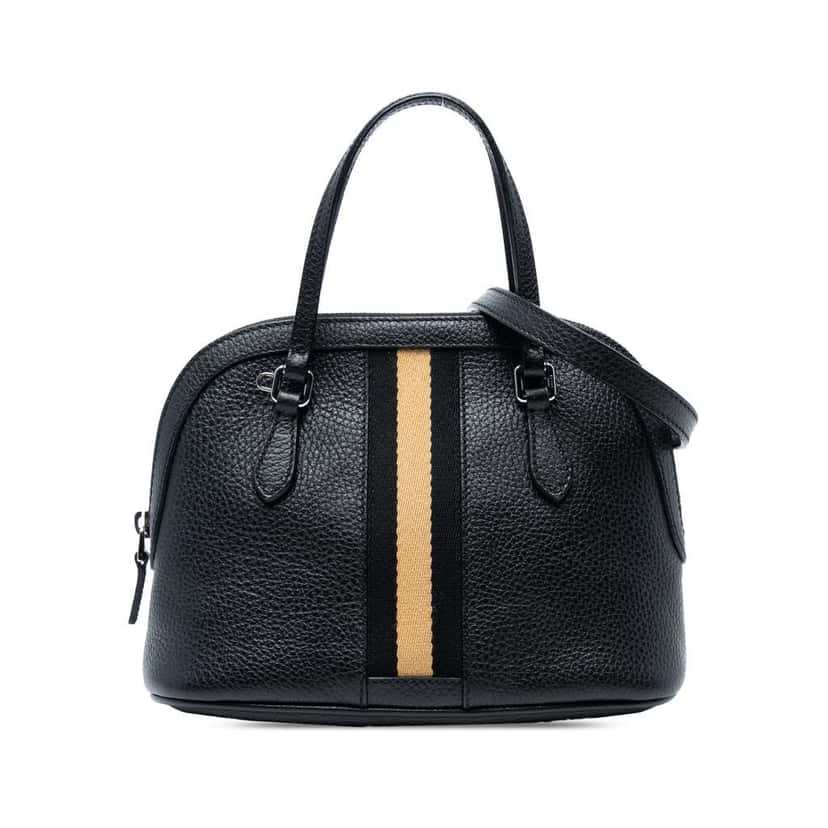 Gucci Mini Leather Web Dome Satchel Black Leather Good condition - Front View