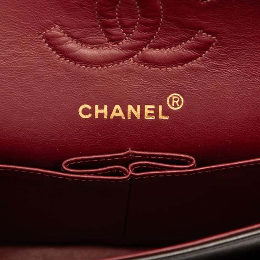 Chanel Small Classic Lambskin Double Flap Black Leather Good condition - Box View