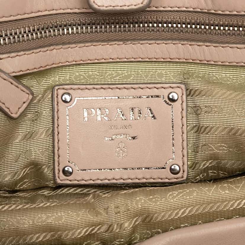 Prada Nappa Gaufre Satchel Brown Leather Good condition - Box View