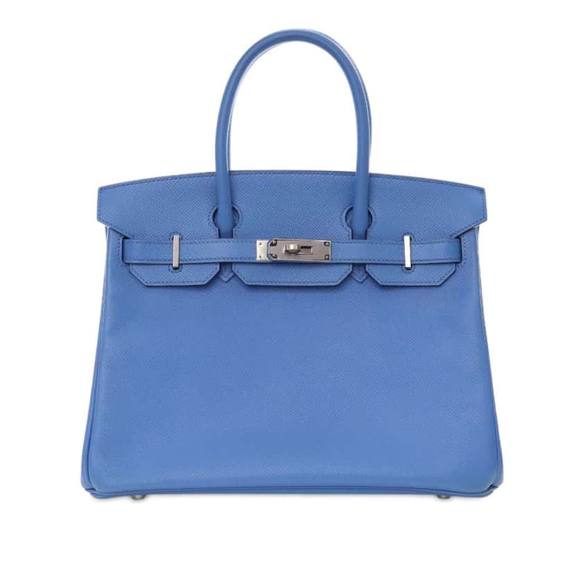 Hermès Epsom Birkin Retourne 30 Blue Leather Good condition - Front View
