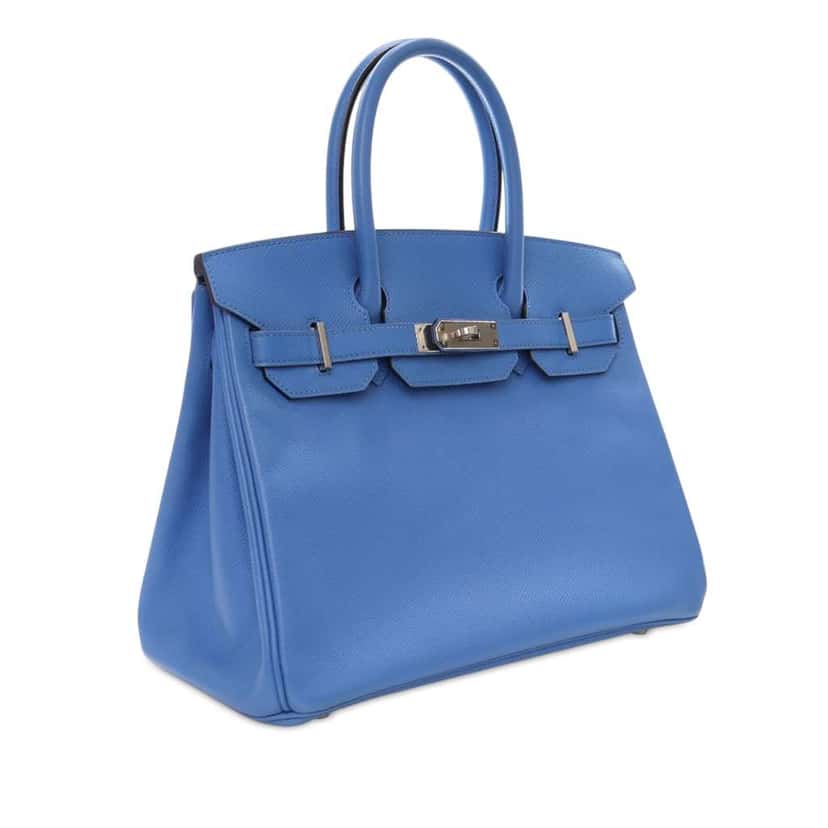 Hermès Epsom Birkin Retourne 30 Blue Leather Good condition - Back View