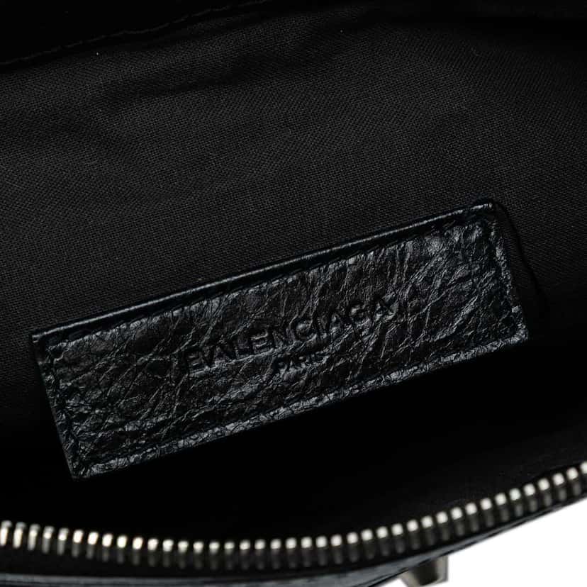 Balenciaga Lambskin Motocross Classic Clip M Clutch Black Leather Good condition - Box View