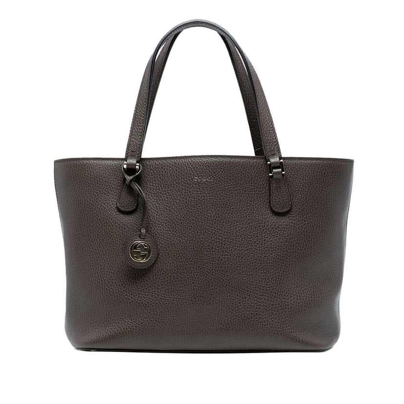 Gucci Pebbled Leather Lady Dollar Tote Gold Leather Good condition - Front View