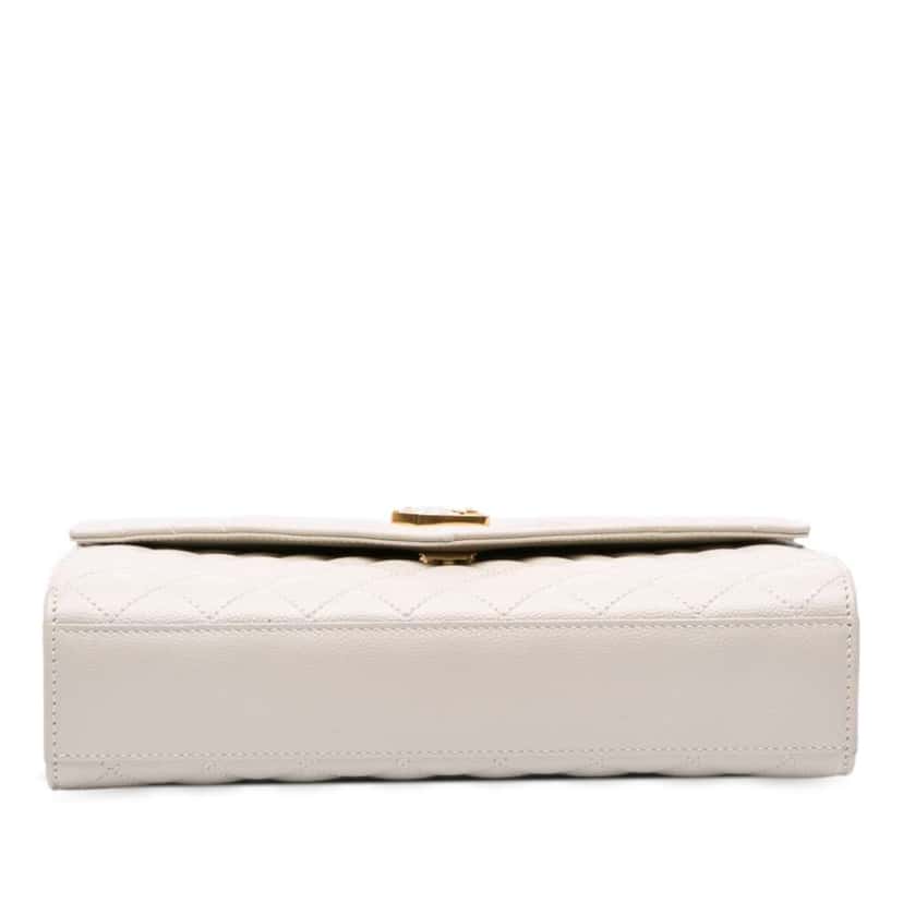 Saint Laurent Medium Grain De Poudre Triquilt Monogram Envelope Bag White Leather Good condition - Inside View
