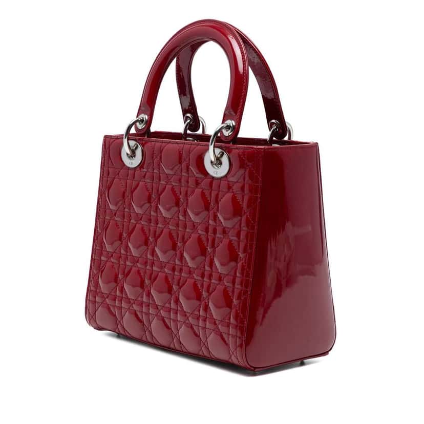 Dior Medium Patent Cannage Lady Dior Red Leather Good condition - Back View
