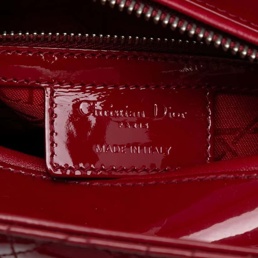 Dior Medium Patent Cannage Lady Dior Red Leather Good condition - Box View