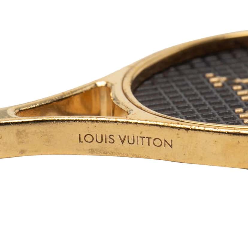 Louis Vuitton Gold Plated LV Serve Bag Charm and Key Chain Gold Metal Good condition - Inside View