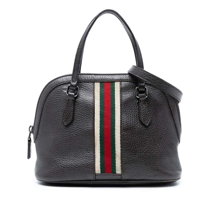 Gucci Mini Leather Web Dome Satchel Brown Leather Good condition - Front View