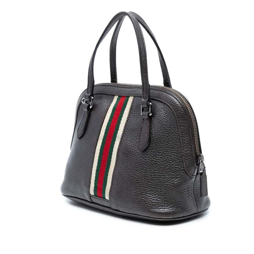 Gucci Mini Leather Web Dome Satchel Brown Leather Good condition - Back View
