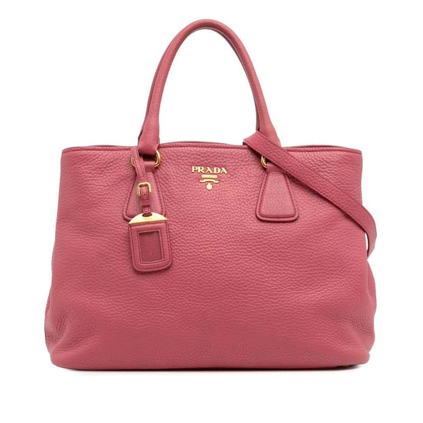 Prada Vitello Daino Open Convertible Tote Pink Leather Good condition - Front View