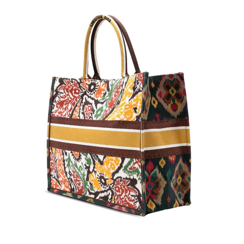 Dior Large Embroidered Canvas Paisley Book Tote Yellow Canvas Good condition - Back View