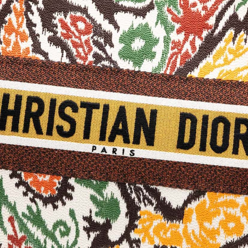 Dior Large Embroidered Canvas Paisley Book Tote Yellow Canvas Good condition - Box View