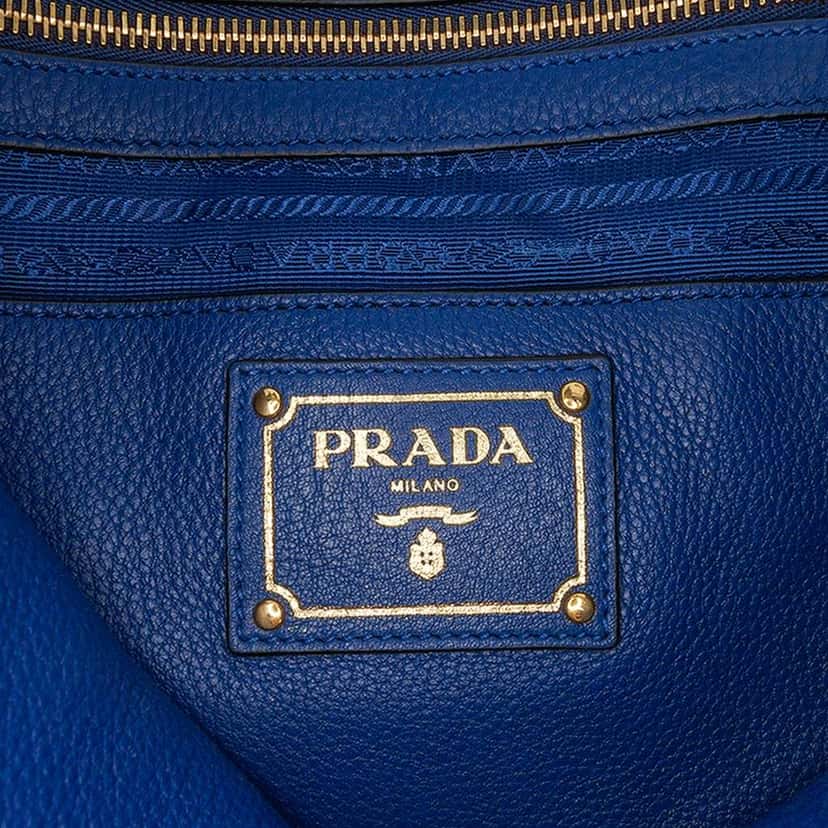 Prada Vitello Daino Tote Blue Leather Good condition - Box View