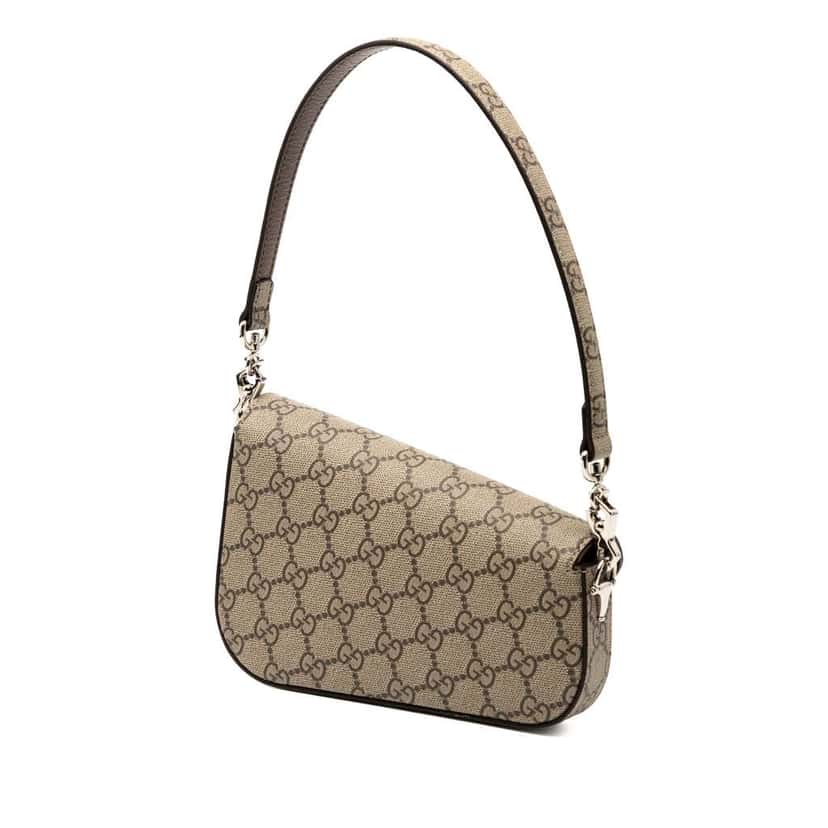Gucci Mini GG Supreme Asymmetric Horsebit 1955 Shoulder Bag Brown Canvas Good condition - Back View