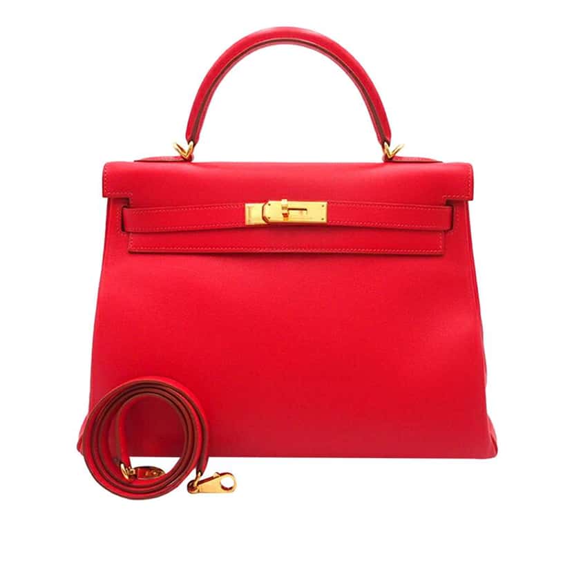 Hermès Gulliver Kelly II Retourne 32 Red Leather Good condition - Front View