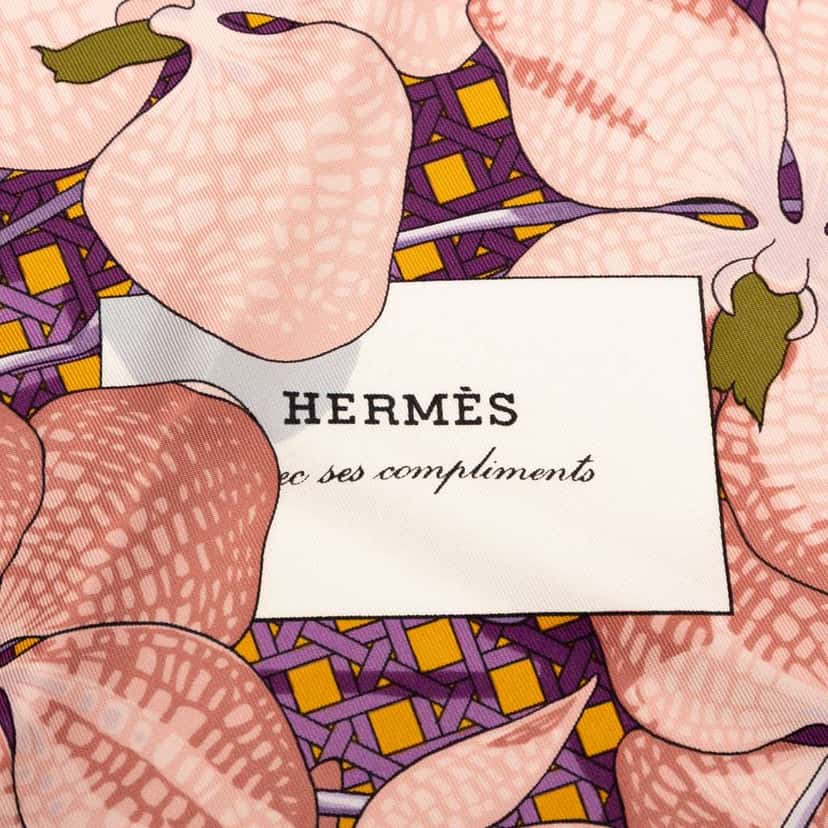 Hermès Souvenirs d Asie Silk Scarf Purple Silk Good condition - Model View