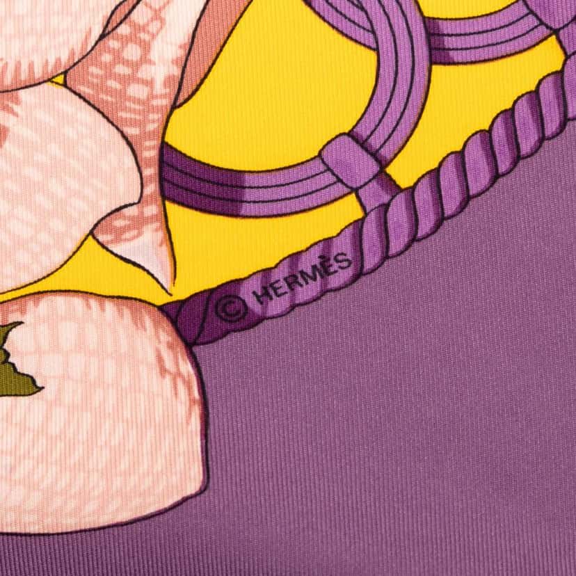 Hermès Souvenirs d Asie Silk Scarf Purple Silk Good condition - Box View