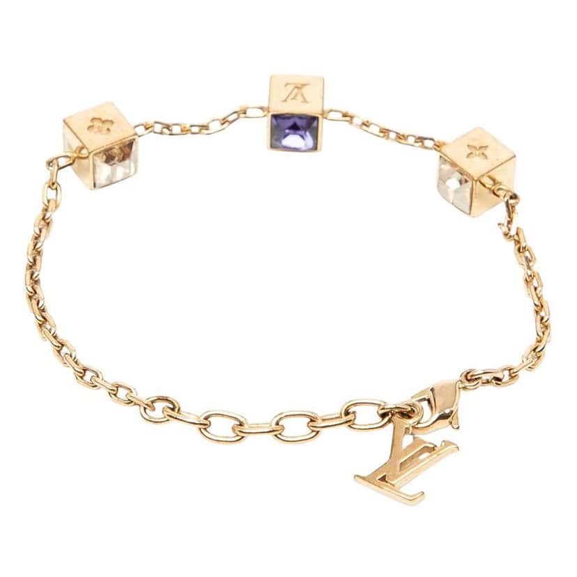 Louis Vuitton Gold Plated Gamble Crystal Bracelet Gold Metal Good condition - Inside View
