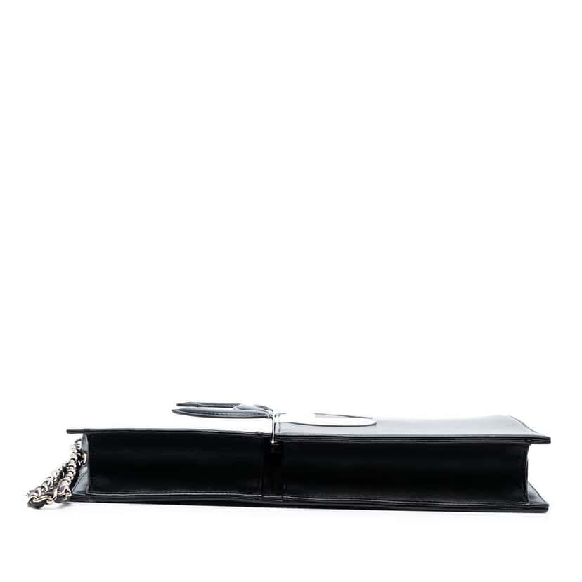 Chanel CC Lambskin Split Clutch with Chain Black Leather Good condition - Inside View