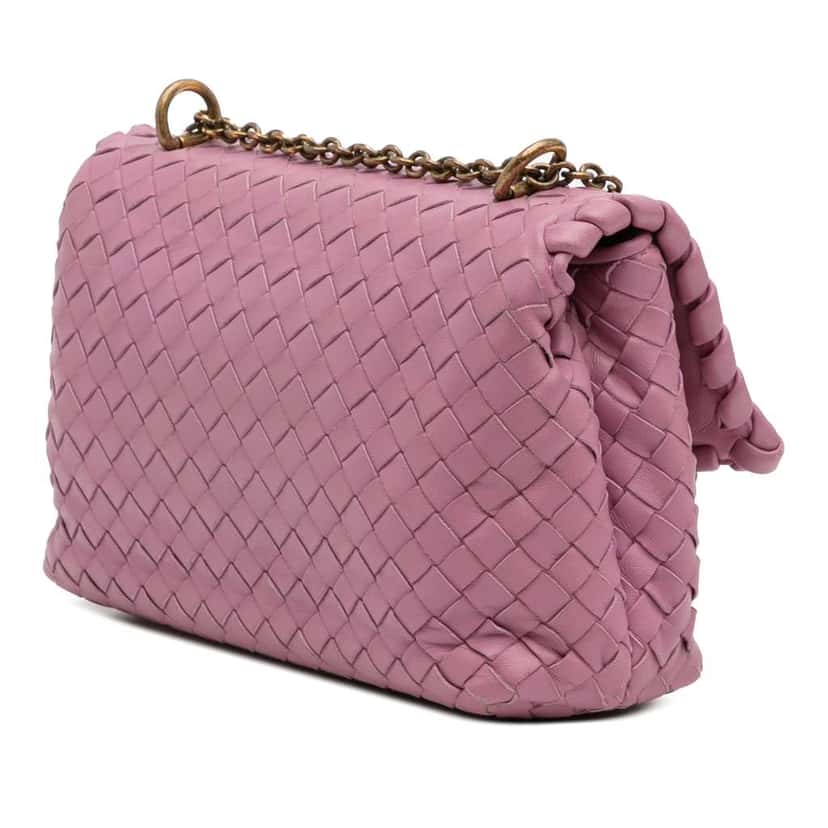 Bottega Veneta Baby Nappa Intrecciato Olimpia Crossbody Pink Leather Very good condition - Back View
