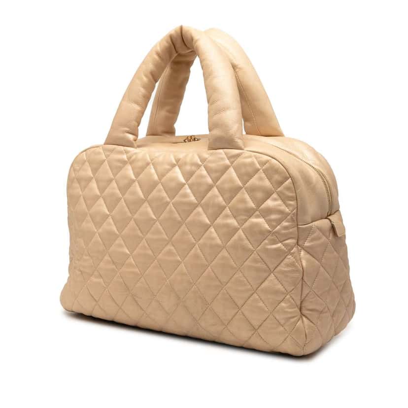 Chanel Quilted Lambskin Coco Cocoon Bowler Bag Brown Leather Good condition - Back View