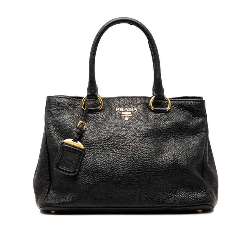 Prada Vitello Daino Open Convertible Tote Black Leather Good condition - Front View