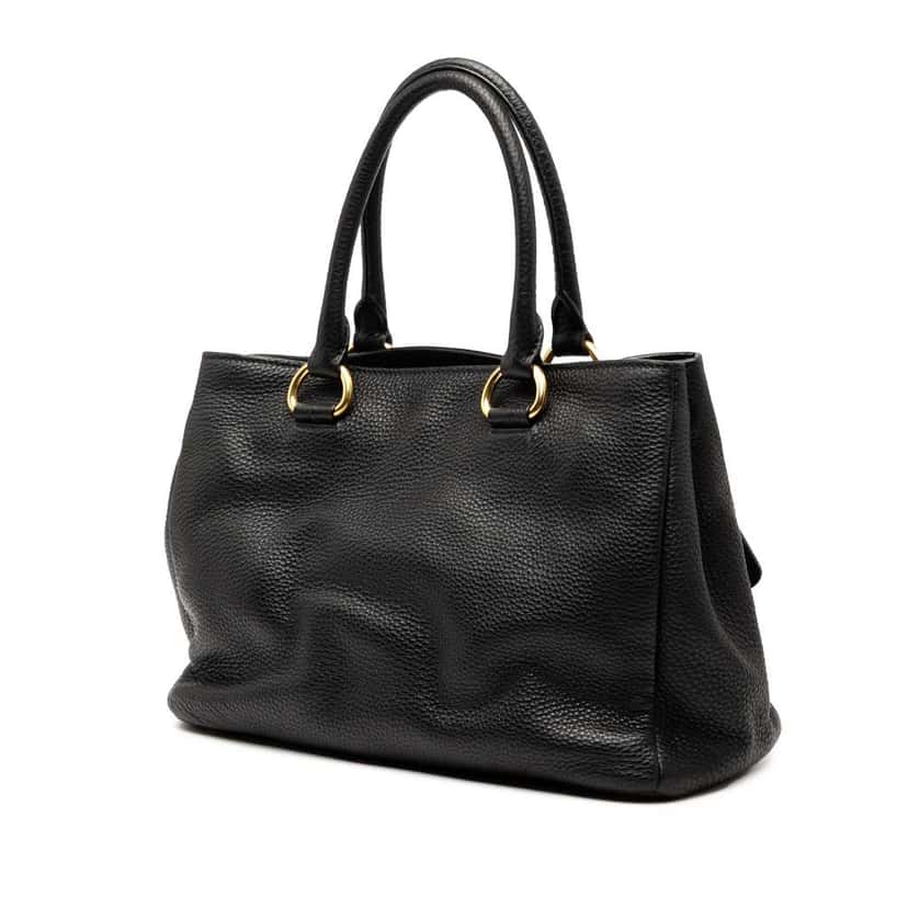 Prada Vitello Daino Open Convertible Tote Black Leather Good condition - Back View