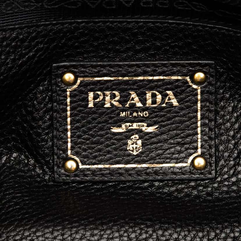 Prada Vitello Daino Open Convertible Tote Black Leather Good condition - Box View