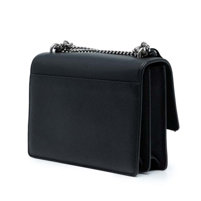 Saint Laurent Medium Grained Calfskin Monogram Sunset Crossbody Black Leather Good condition - Back View