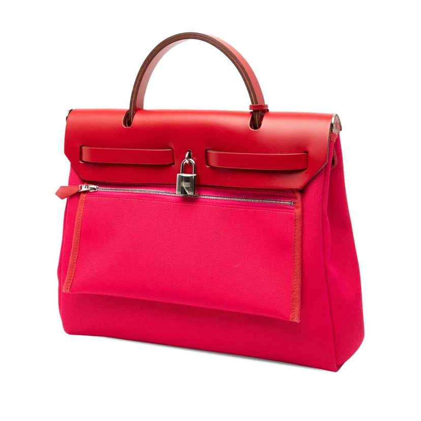 Hermès Toile Herbag Zip 31 Laque Pink Canvas Good condition - Back View