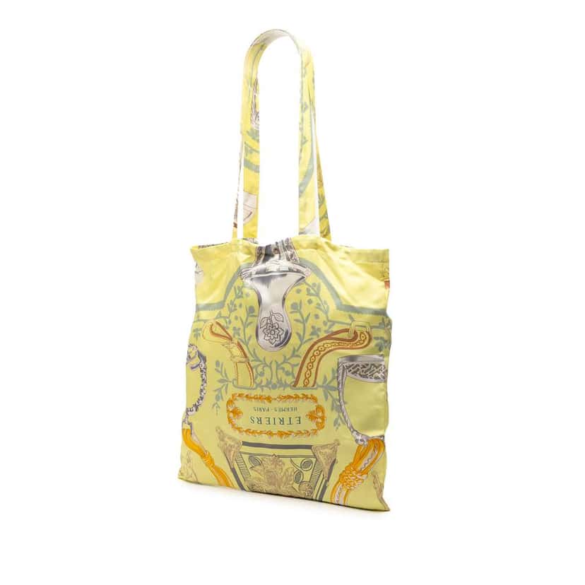 Hermès Etriers Silk So Tote Yellow Silk Very good condition - Back View