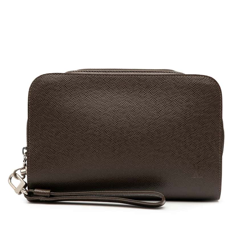 Louis Vuitton Taiga Pochette Baikal Brown Leather Good condition - Front View