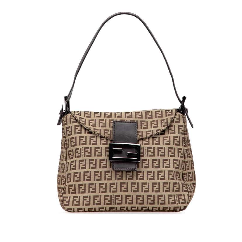 Fendi Zucchino Canvas Double Flap Mamma Brown Canvas Good condition - Front View