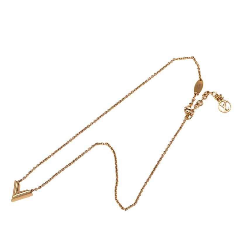 Louis Vuitton Gold Plated Essential V Necklace Gold Metal Good condition - Back View