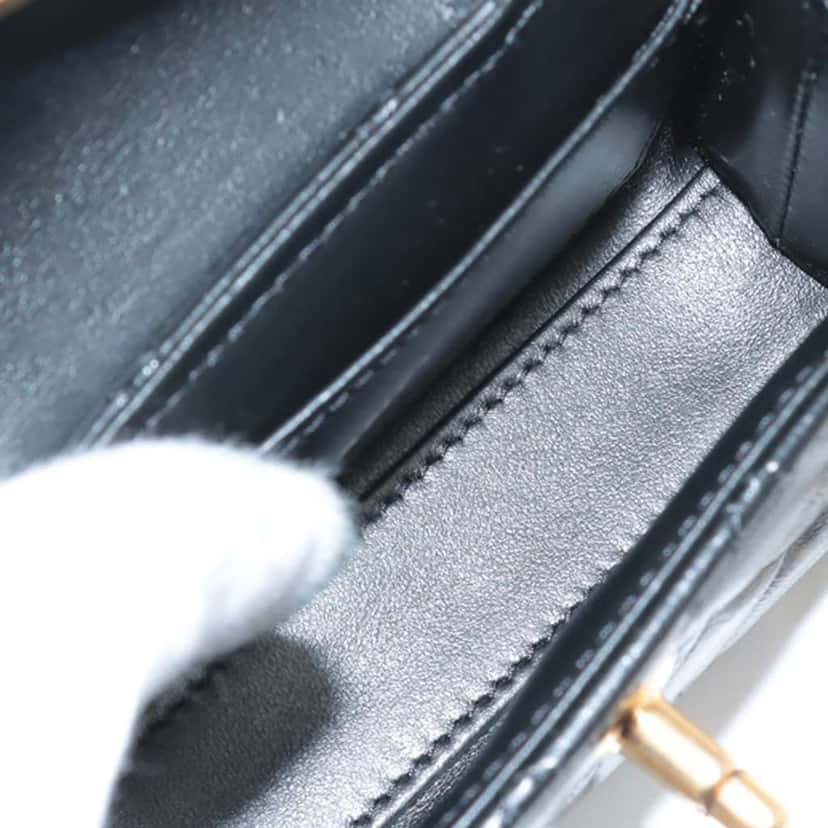 Chanel Mini Nano Aged Calfskin Kelly Shopper Bag Black Leather Very good condition - Inside View