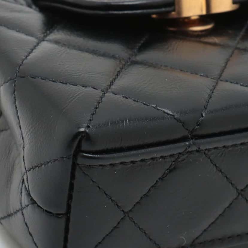 Chanel Mini Nano Aged Calfskin Kelly Shopper Bag Black Leather Very good condition - Box View