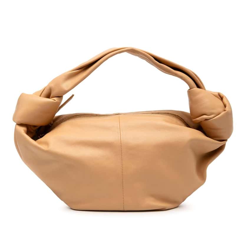 Bottega Veneta Mini Calfskin Double Knot Bag Brown Leather Good condition - Front View