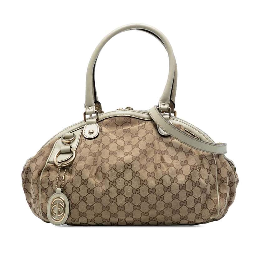 Gucci GG Canvas Sukey Satchel Brown Canvas Good condition - Front View