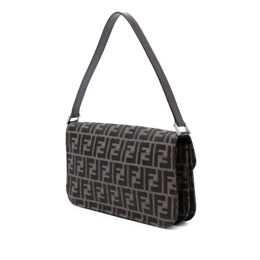 Fendi Zucca Canvas Shoulder Bag Brown Canvas Good condition - Back View